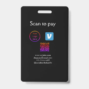 Q R code venmo scan to pay add logo social media Badge
