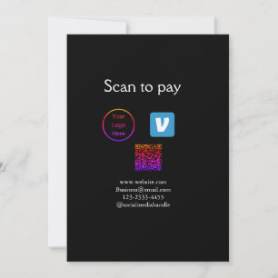 Q R code venmo scan to pay add logo social media Invitation