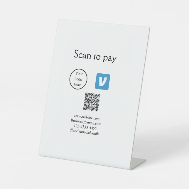 Q R code venmo scan to pay add logo social media Pedestal Sign (Front)
