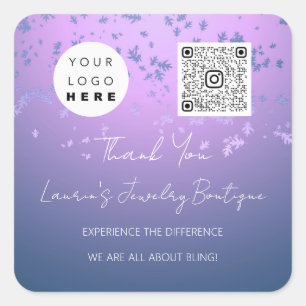 Q rCode Online Shop Logo Light Purple Square Sticker