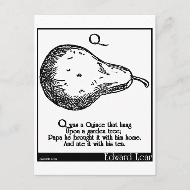 Q was a Quince that hung Postcard (Front)