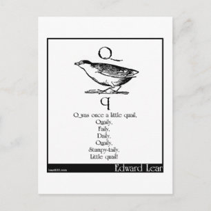 Q was once a little quail postcard