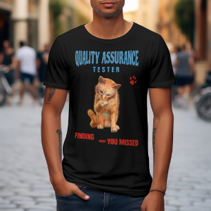 QA Tester Cat Humor T-Shirt