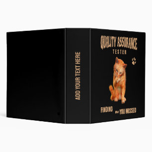 QA Tester Cat Humour Binder