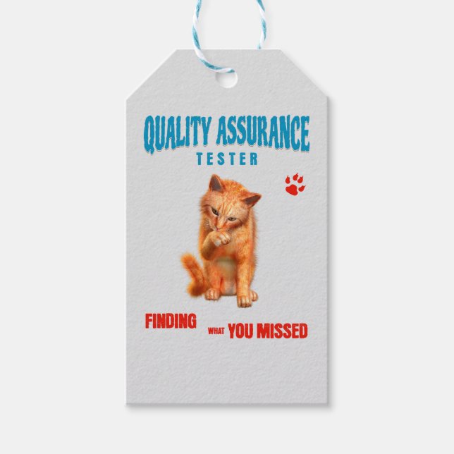 QA Tester Cat Humour Gift Tags (Front)