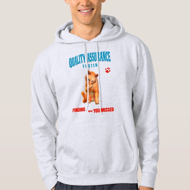 QA Tester Cat Humour Hoodie (Front)