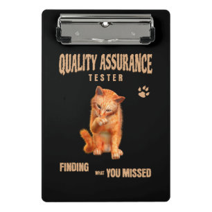 QA Tester Cat Humour Mini Clipboard