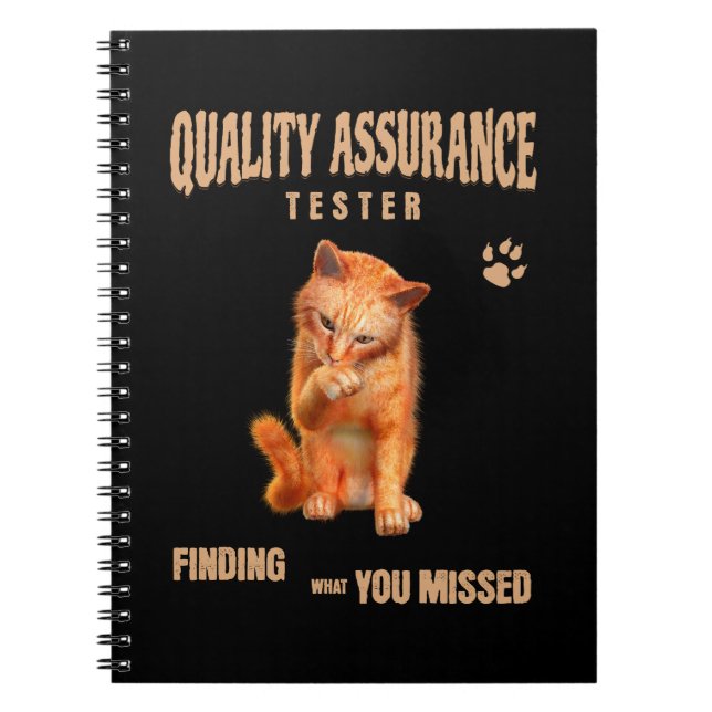 QA Tester Cat Humour Notebook (Front)