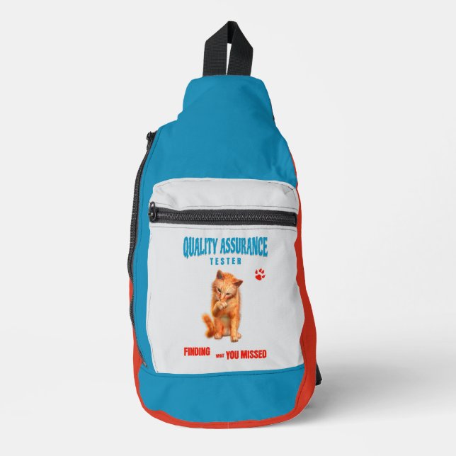 QA Tester Cat Humour Sling Bag (Front)