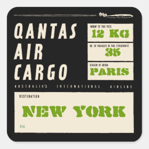 QANTAS AIR CARGO (Black) Square Sticker