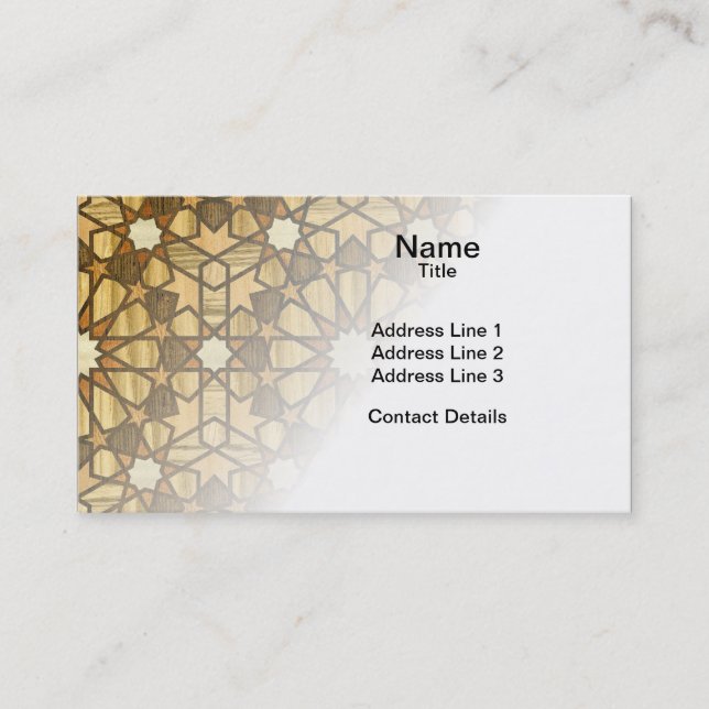 Qarawiyyin Mosque Geometric Pattern 1 Wood Business Card (Front)