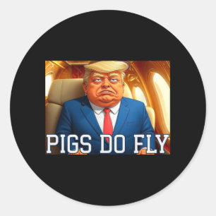 Qatar A Lago Anti Trump Qatar Plane Pigs Do Fly De Classic Round Sticker