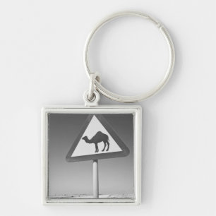 Qatar, Al Zubarah. Camel Crossing Sign-Road to Keychain