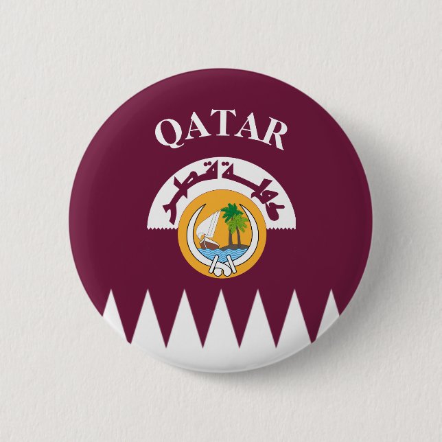 qatar arms 2 inch round button (Front)