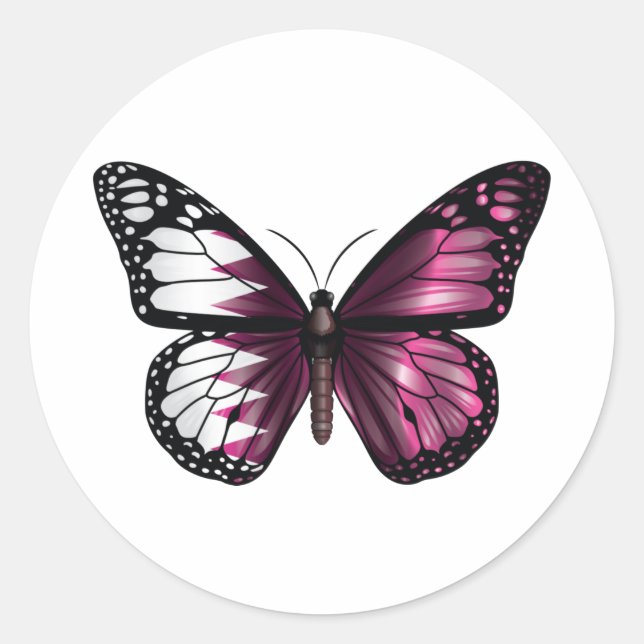 Qatar butterfly monarch flag classic round sticker (Front)