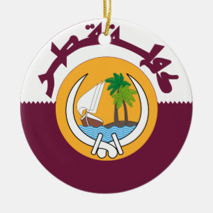 Qatar Coat Of Arms Ceramic Ornament