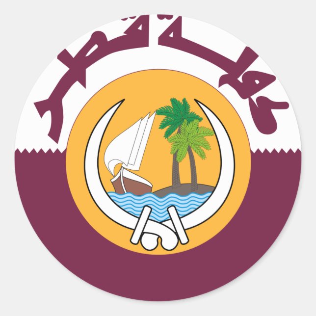 qatar coat of arms classic round sticker (Front)