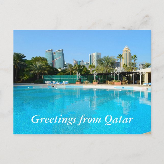 Qatar, Doha pool et carte postale skyline (Devant)