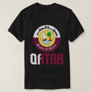 Qatar Flag and Coat Of Arms Patriotic T-Shirt