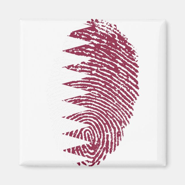 Qatar Flag Fingerprint Country Pride Identity Magnet (Front)