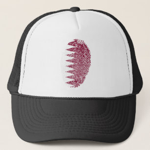 Qatar Flag Fingerprint Country Pride Identity Trucker Hat