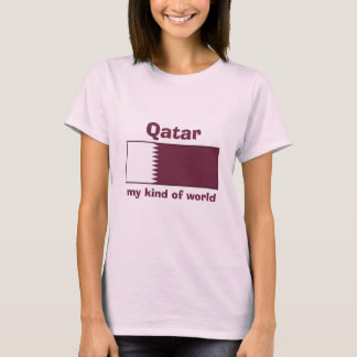 Qatar Flag + Map + Text T-Shirt