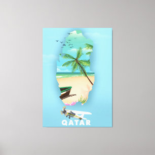 Qatar illustrated travel poster print