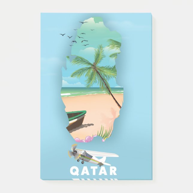Qatar illustrated travel poster print post-it notes (Front)