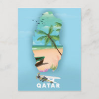 Qatar illustrated travel poster print