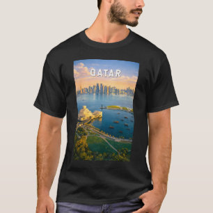 Qatar Illustration Travel Art Vintage T-Shirt