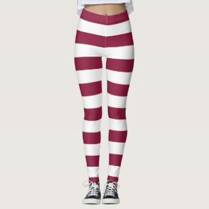 Qatar National Flag Colours Horizontal Striped Leggings