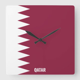 Qatar National Flag Patriotic Square Wall Clock
