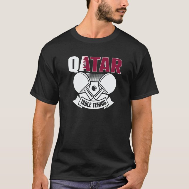 Qatar Ping Pong  Proud Qatari Table Tennis Support T-Shirt (Front)
