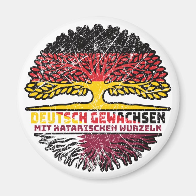 Qatar Qatarisch Deutsch Germany Baum Root Magnet (Front)