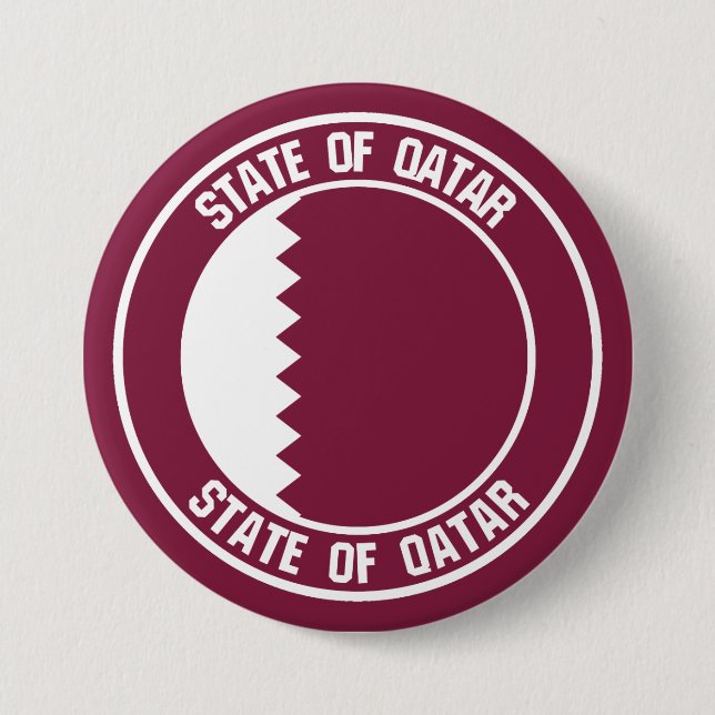 Qatar Round Emblem 3 Inch Round Button (Front)