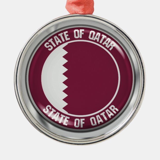 Qatar Round Emblem Metal Ornament (Front)