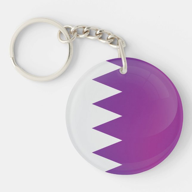 Qatar  Round Icon Flag  Keychain (Front)