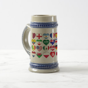 Qatar Tournament 32 Country Flags Hearts Beer Stein