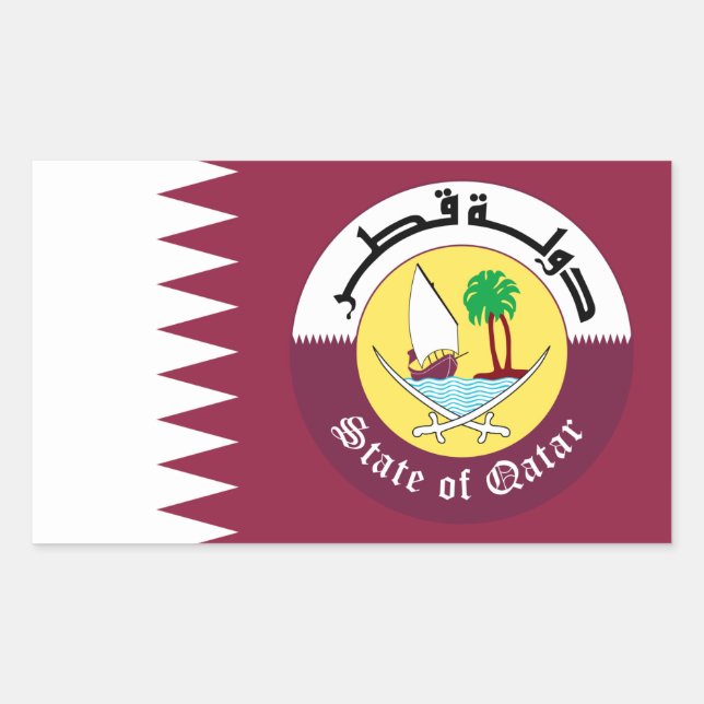 Qatari Flag & Emblem, Flag of Qatar Sticker (Front)