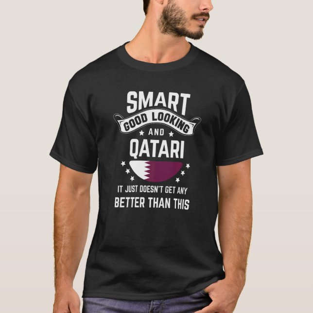 Qatari Flag Native Pride  Qatar Qatari Roots T-Shirt (Front)
