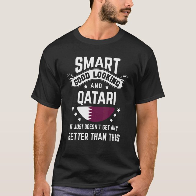 Qatari Flag Native Pride  Qatar Qatari Roots T-Shirt (Front)