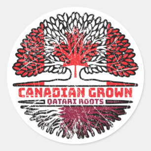 Qatari Qatar Canadian Canada Tree Roots Flag Classic Round Sticker