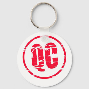 QC Quality Control red rubber stamp effect Keychain