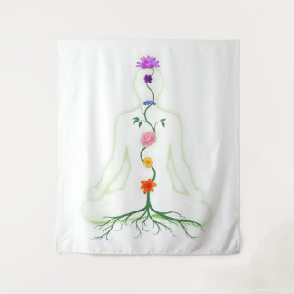 Qi energy chakras flowes human body esoteric art tapestry