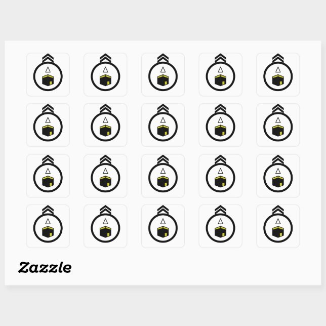 Qibla direction square sticker (Sheet)