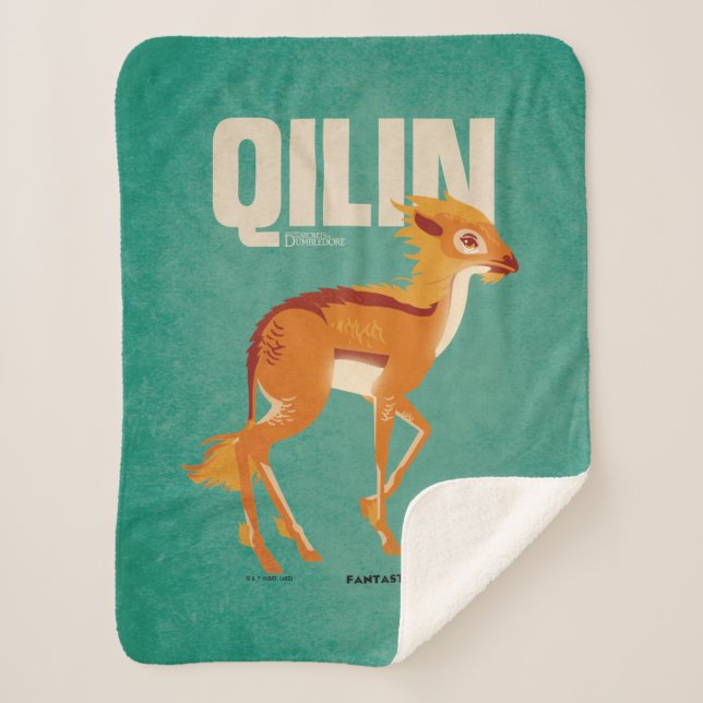 Qilin Vintage Graphic Sherpa Blanket (Front)