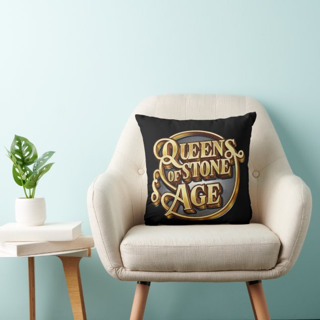 QOTSA Design Black Throw Pillow (Chair)