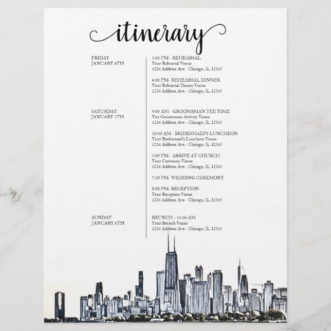 QPC Wedding Weekend Welcome Itinerary (Back)