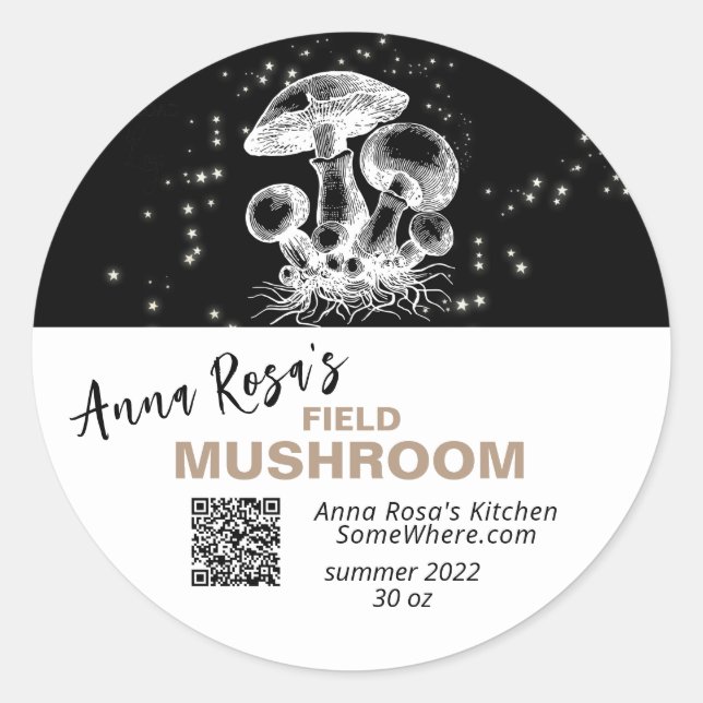 *~* QR AP30 MUSHROOM - DEHYDRATED CANNING FREEZE C CLASSIC ROUND STICKER (Front)