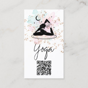 *~* QR AP33 Rainbow Spiritual Yoga Moon Business Card